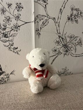 Jellycat poppet White Polar Bear with Red & White Knit Scarf